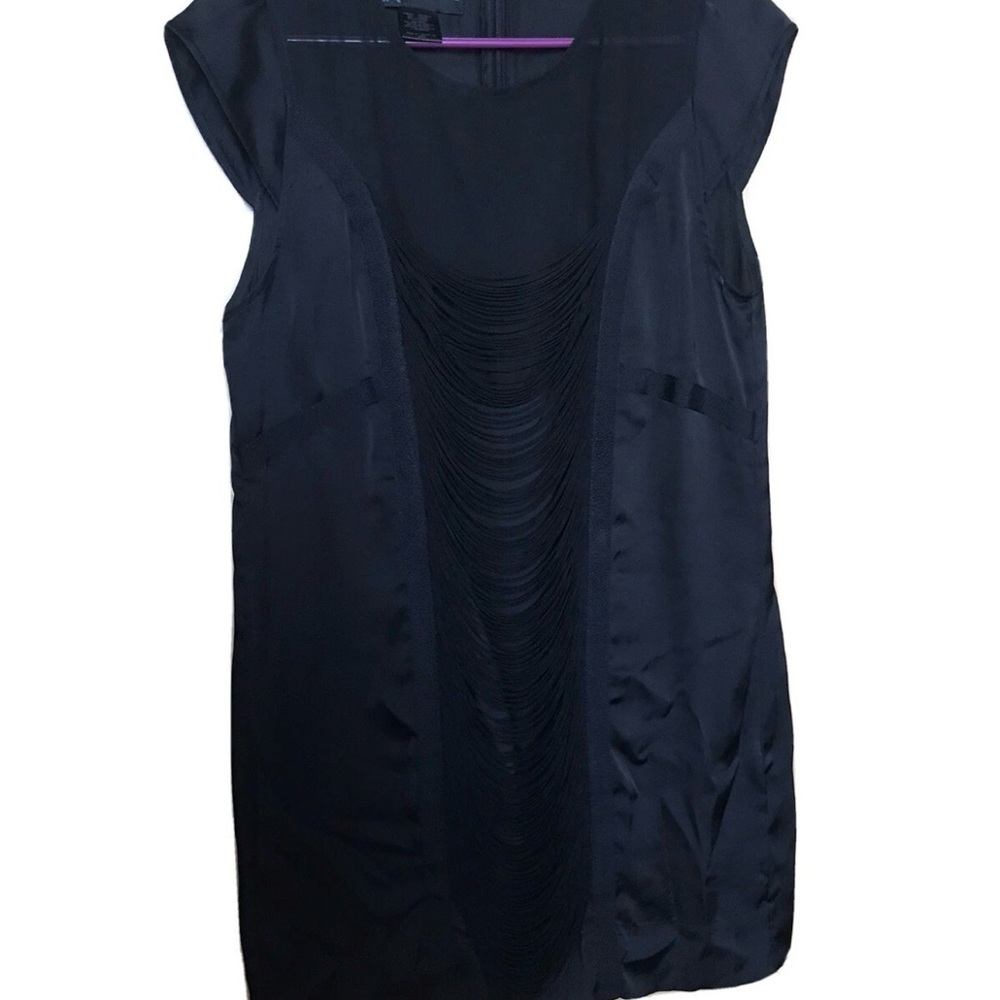 Kardashian Kollection Black Mini shift Dress with fringe